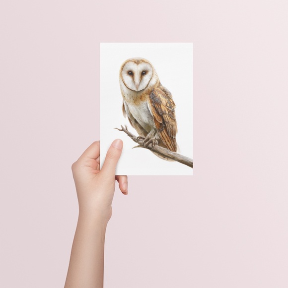 Watercolor Barn Owl Portrait Wall Art Print, Unframed - Mystical Woodland - Picture 5 of 6